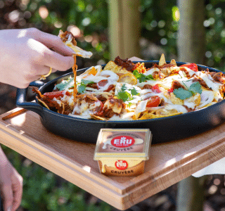 Nachos garnis au pulled pork et à l&rsquo;ERU Gruyère