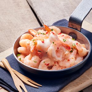 Crevettes ail et piment dans une sauce au fromage de chèvre