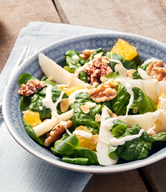 Spring salad with a blue cheese dressing