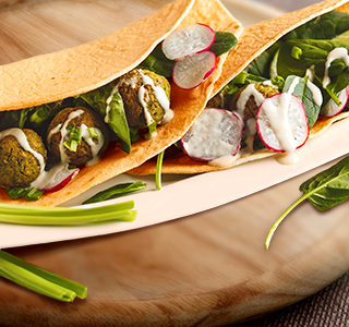 Private: Wrap with falafel, spinach and radishes