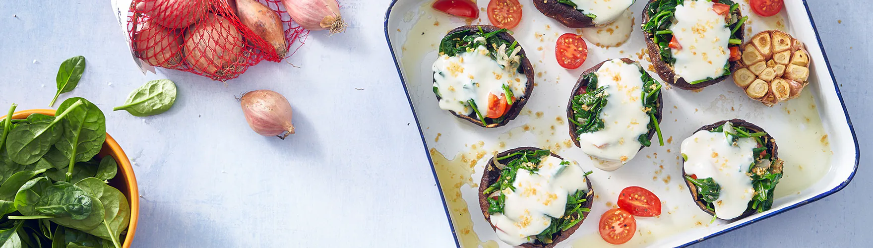 Portobello’s uit de oven met magere kaas